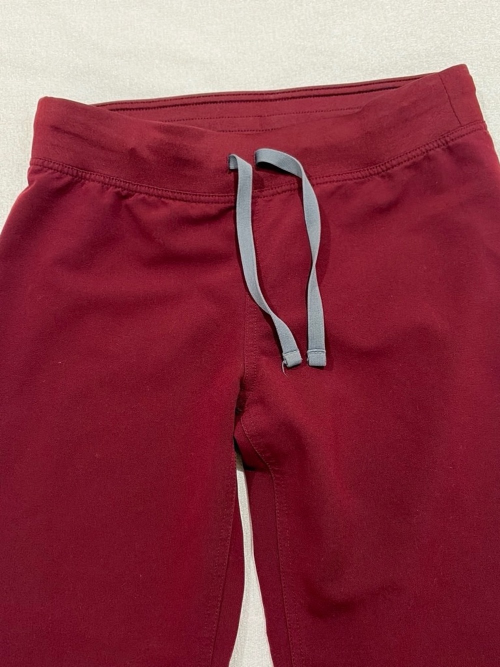 Figs Kids Maroon Jogger Pants with Gray Drawstring